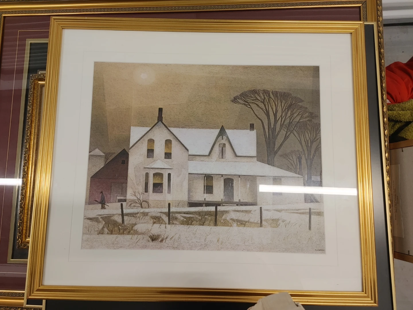 Framed Winter Farmhouse Artwork A.J Casson