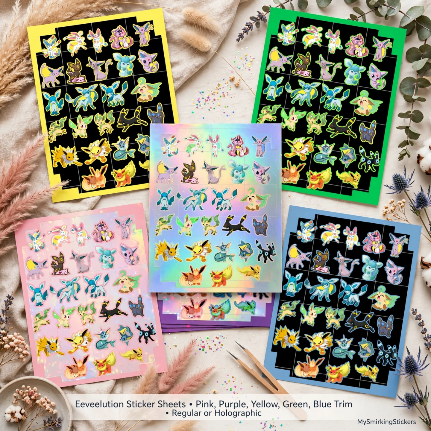 Mega Eeveelution Decal Sheet - 27 Variety Vinyl Stickers