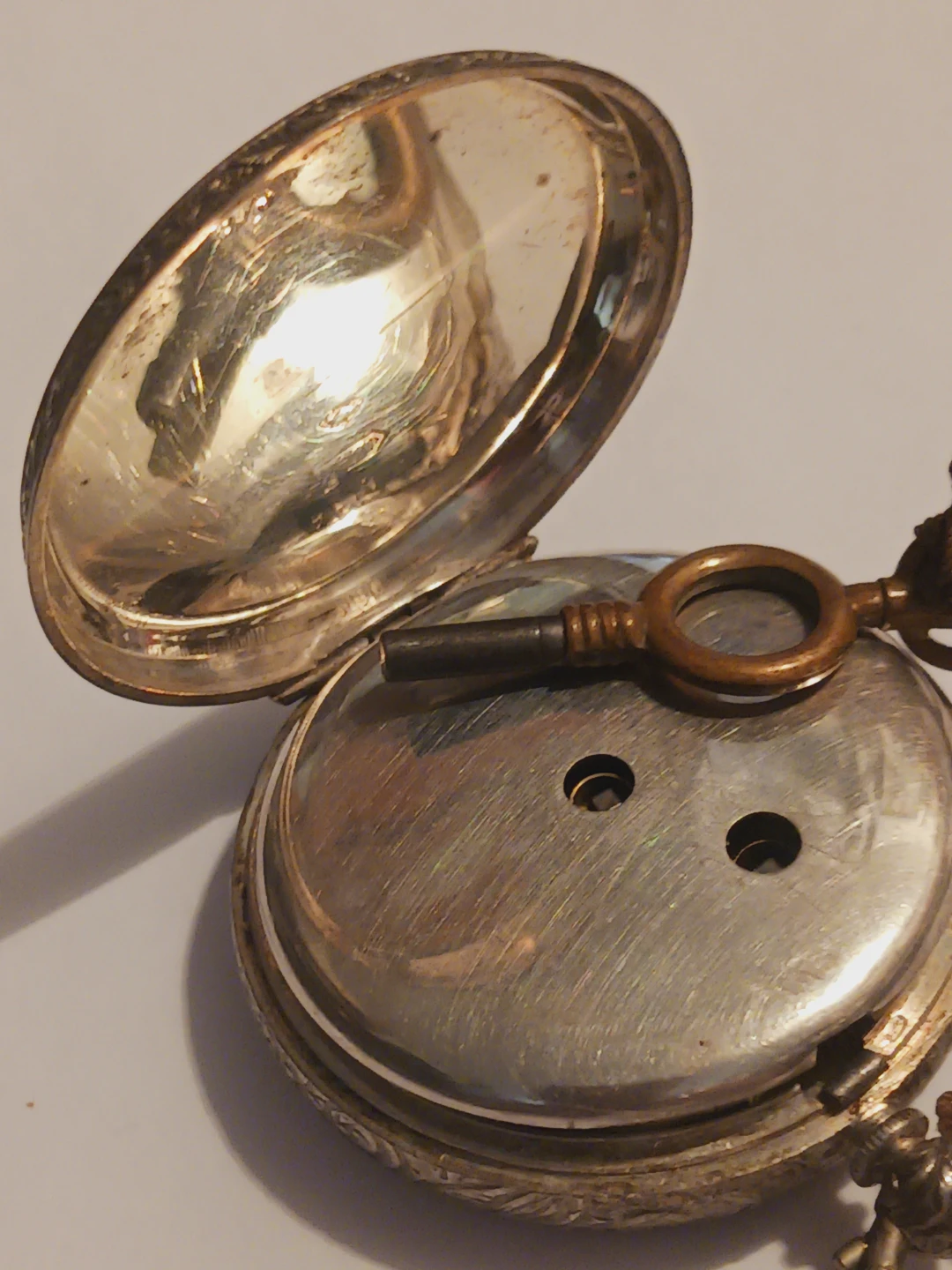 Antique Collectible 800 Silver Pocket Watch with a Key - photo 3