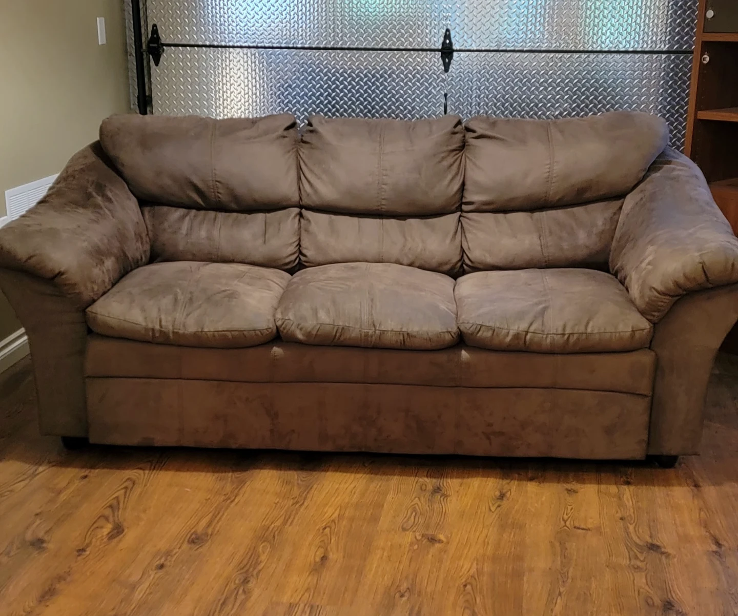 Brown Suede Sofa and Loveseat Set