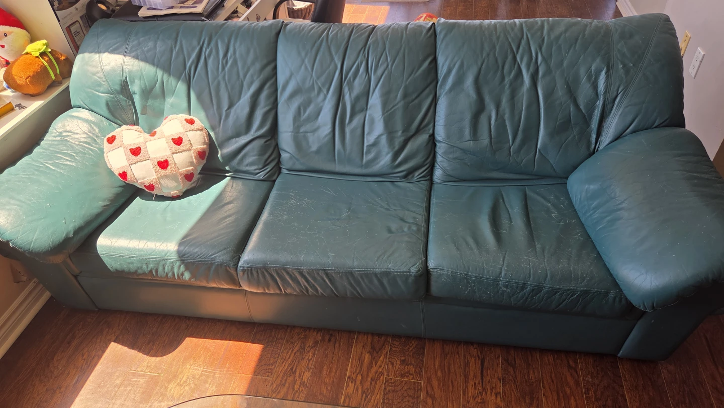 Teal Leather Sofa