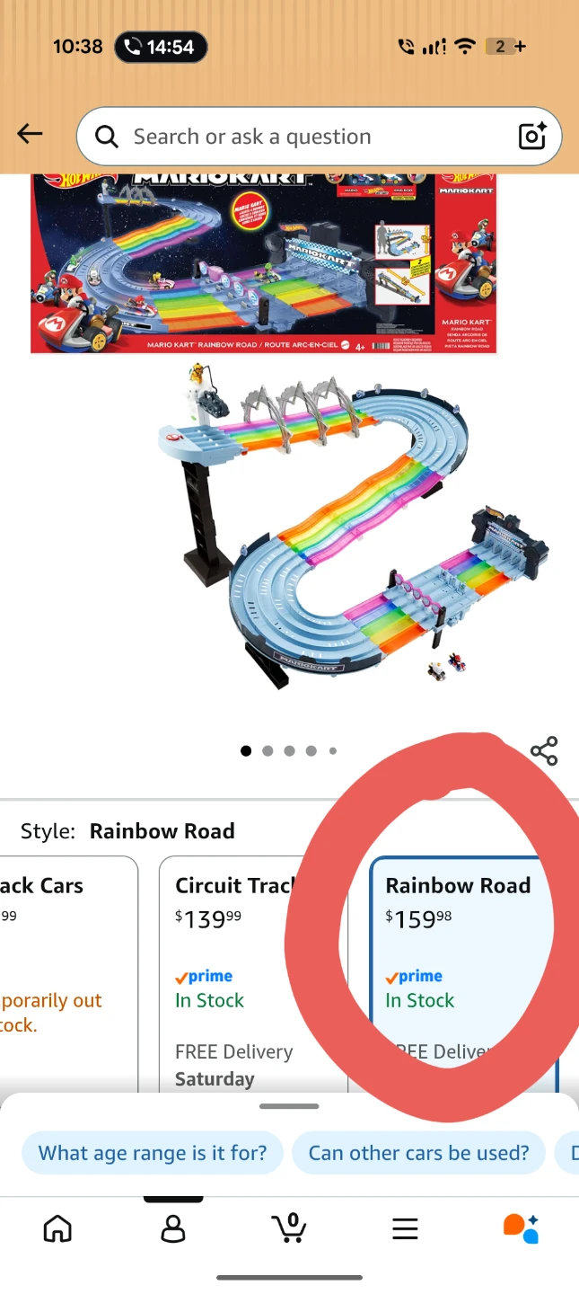 Hot Wheels Mario Kart Rainbow Road Track Set