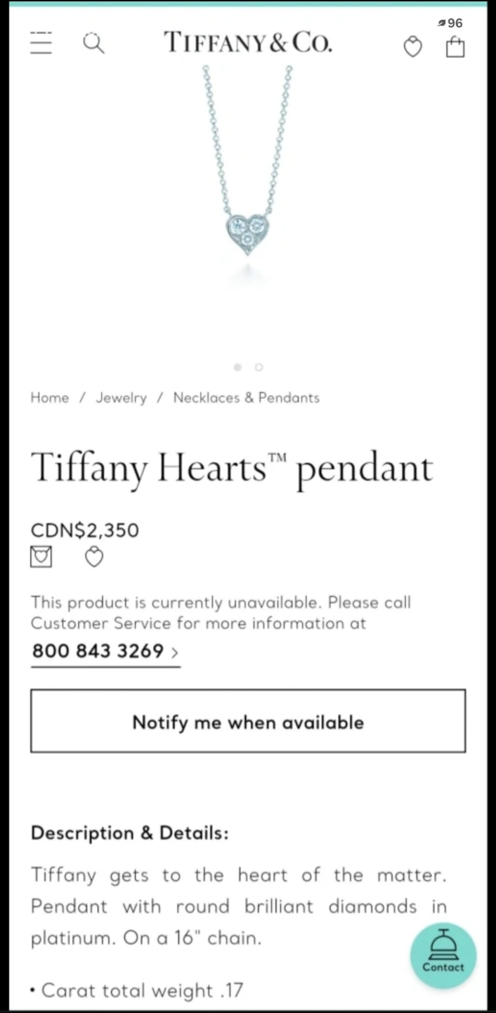 Authentic Tiffany & Co. Hearts Diamond Necklace in Platinum - photo 4