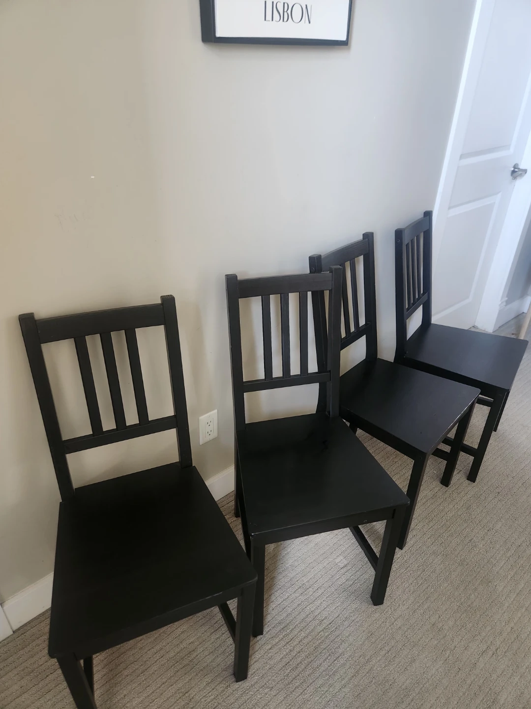 Set of 4 solid wood Black dining Chairs - photo 2