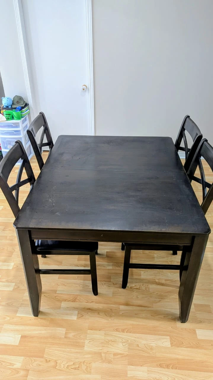 Dark Wood Dining Table with 4 Chairs