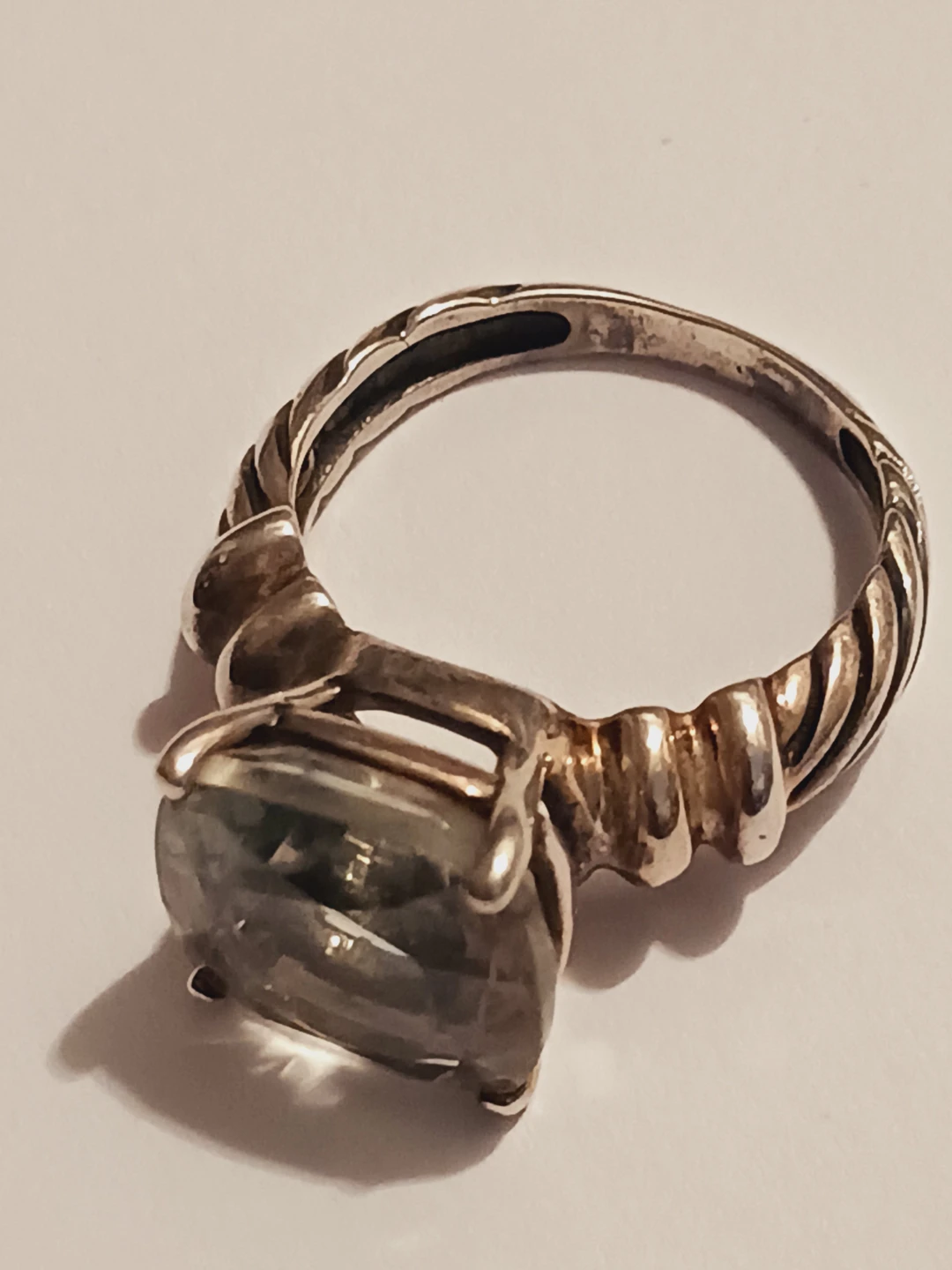Gorgeous Sterling Silver 925  Twisted Rope Blue Gemstone Ring. 7 - photo 3
