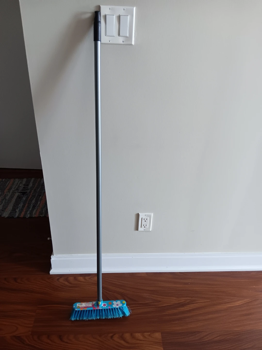 Blue Broom with Flower Design