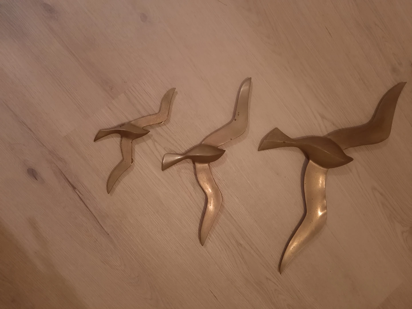 Vintage Brass Seagull Wall Decor - Set of 3