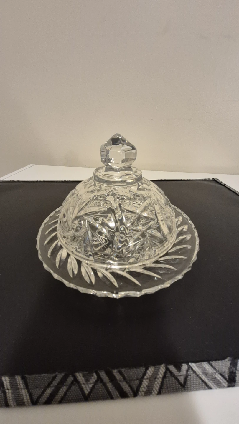 Polonia Hand Cut Lead Crystal Butter Dish