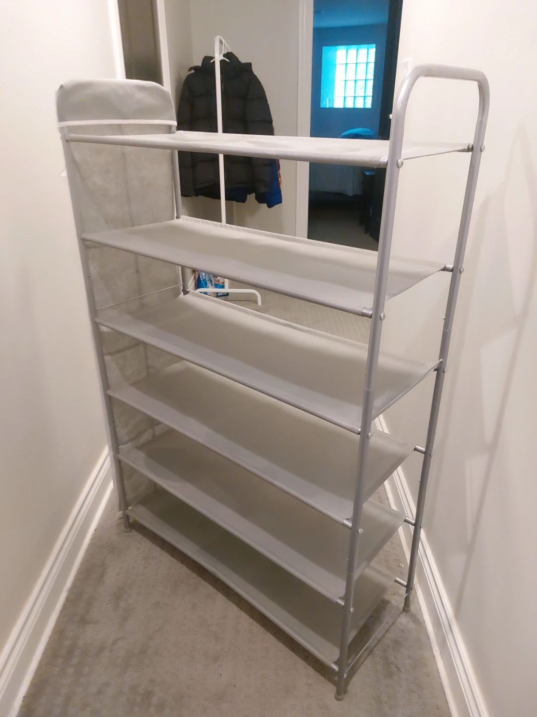 Grey 5-Tier Shoe Rack with Side Pockets - photo 5