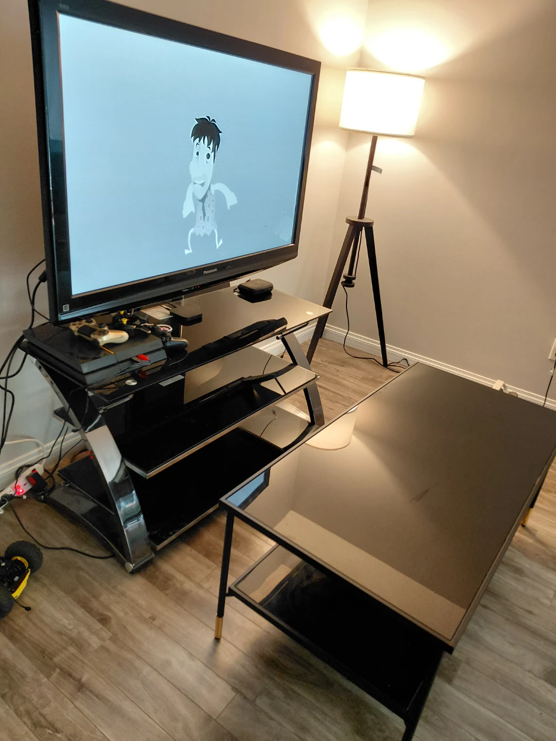 Panasonic 54" TV with stand and coffee table