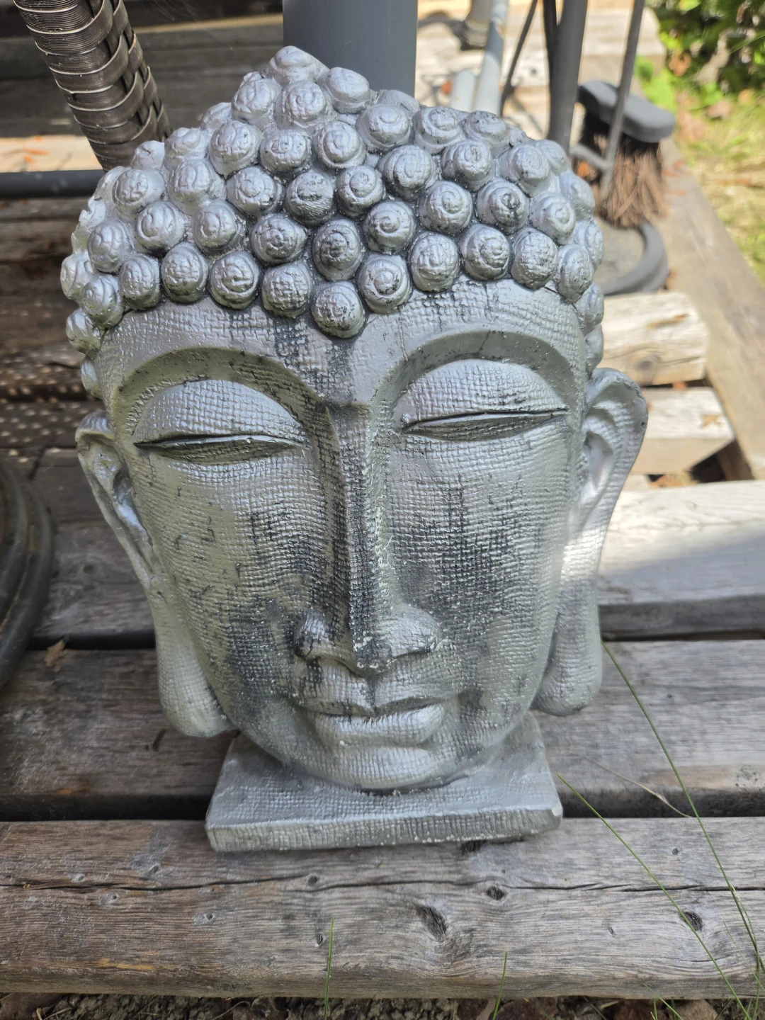 Silver Buddha Head Decor