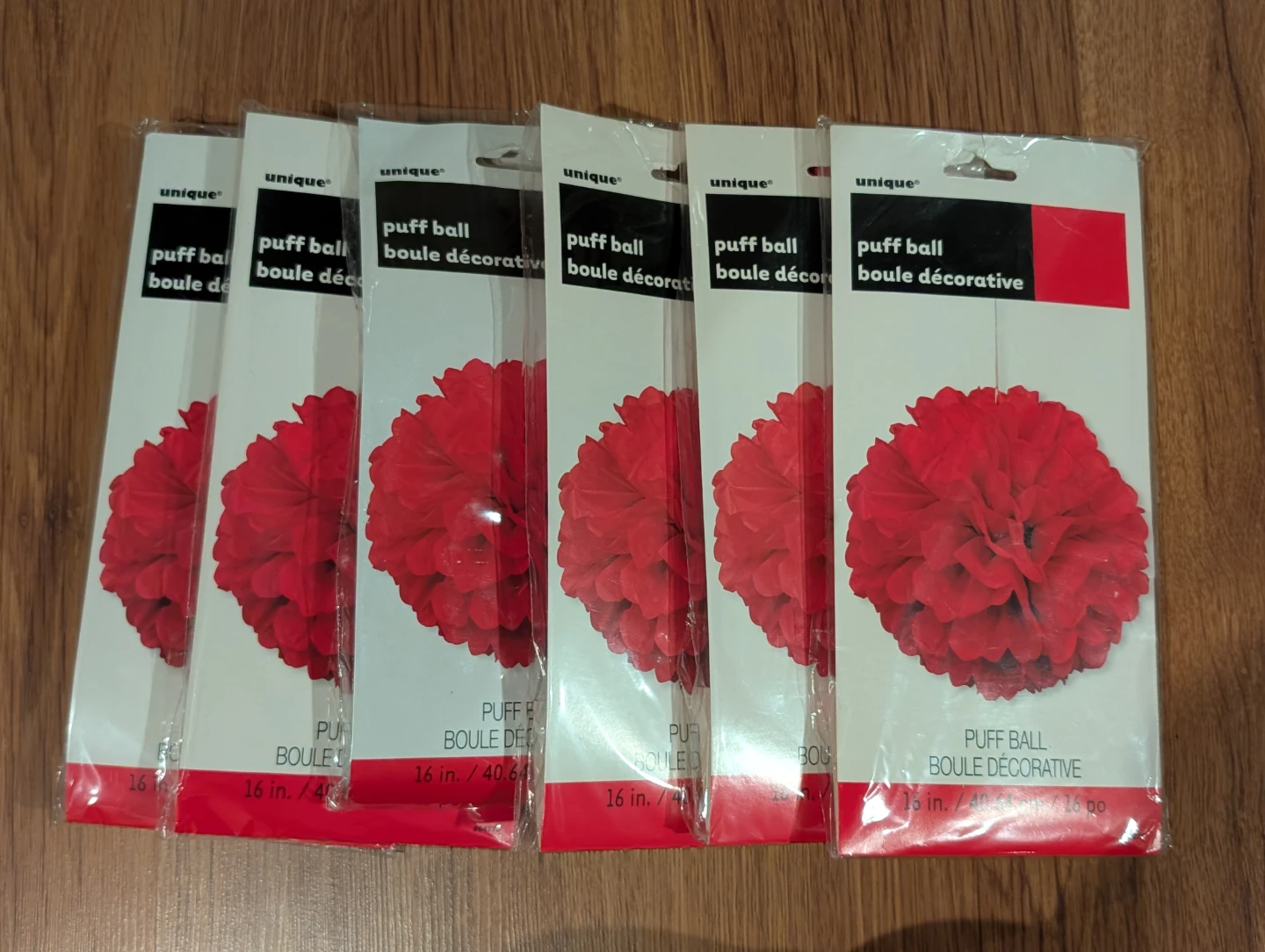 XL 16 inch Puff Decor Balls (Pack of 6) - Red - photo 2