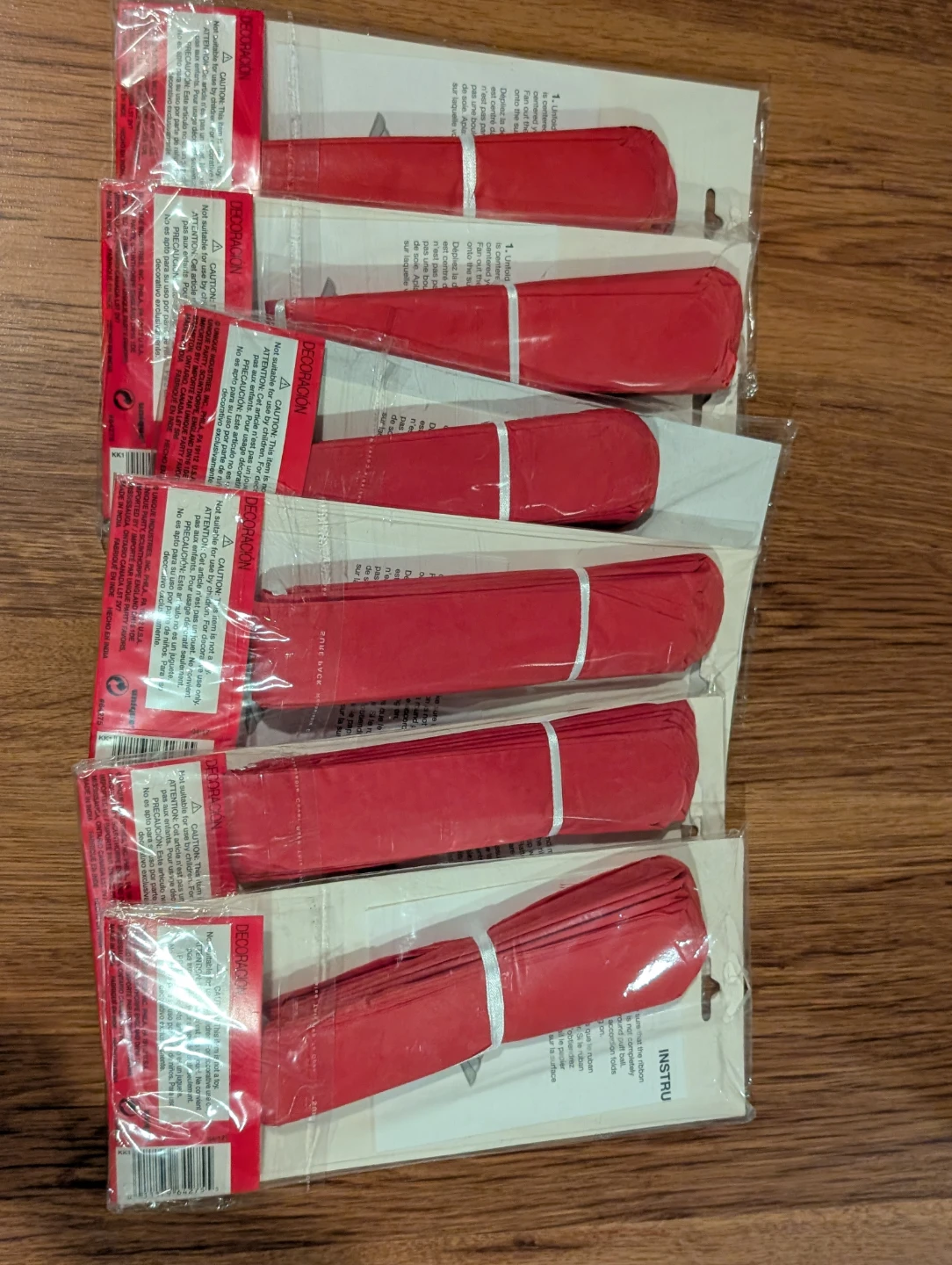 XL 16 inch Puff Decor Balls (Pack of 6) - Red - photo 3