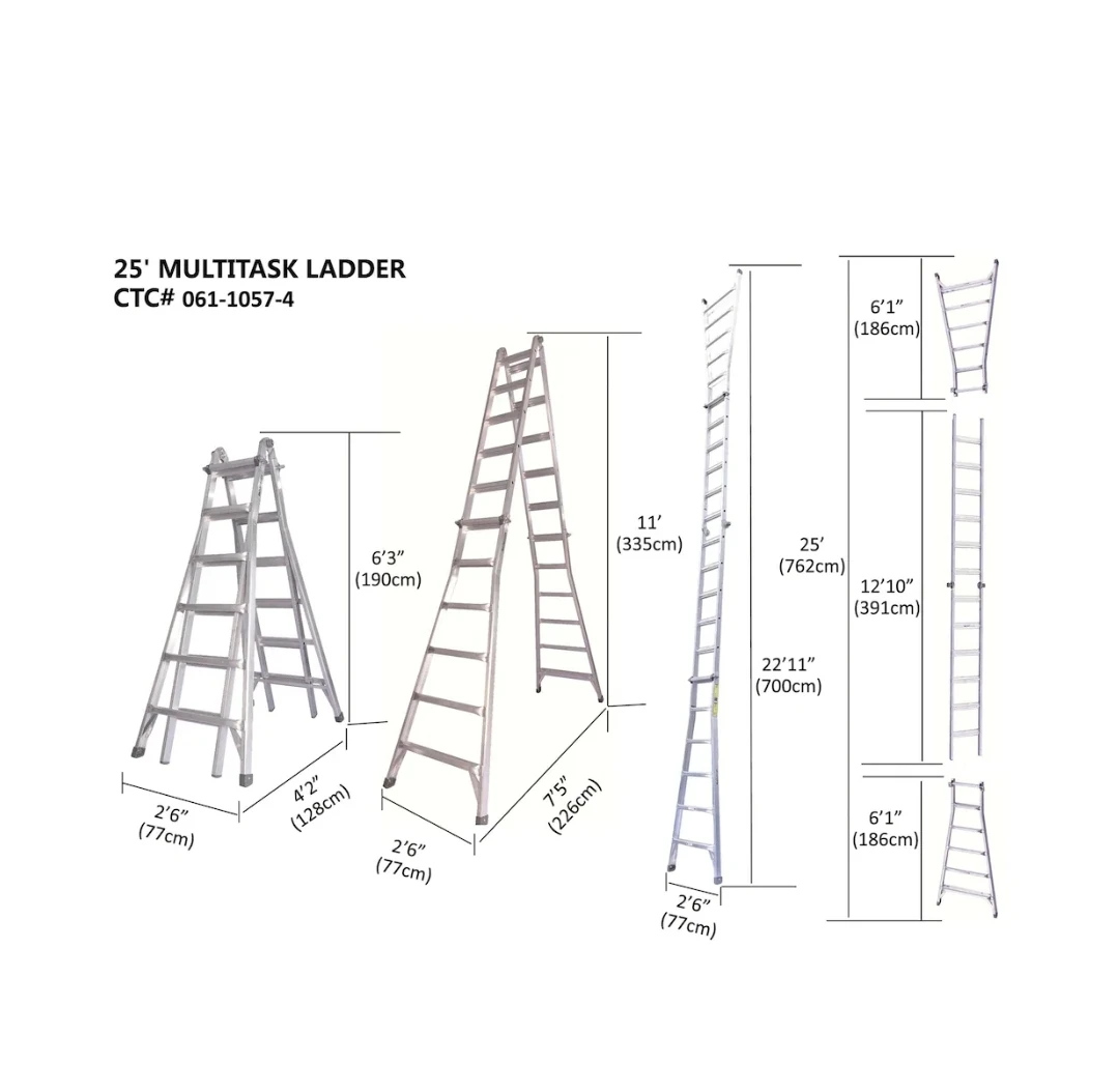 Mastercraft Grade 1A Aluminum Multi-Task Ladder, 25-ft, 300-lb - photo 3