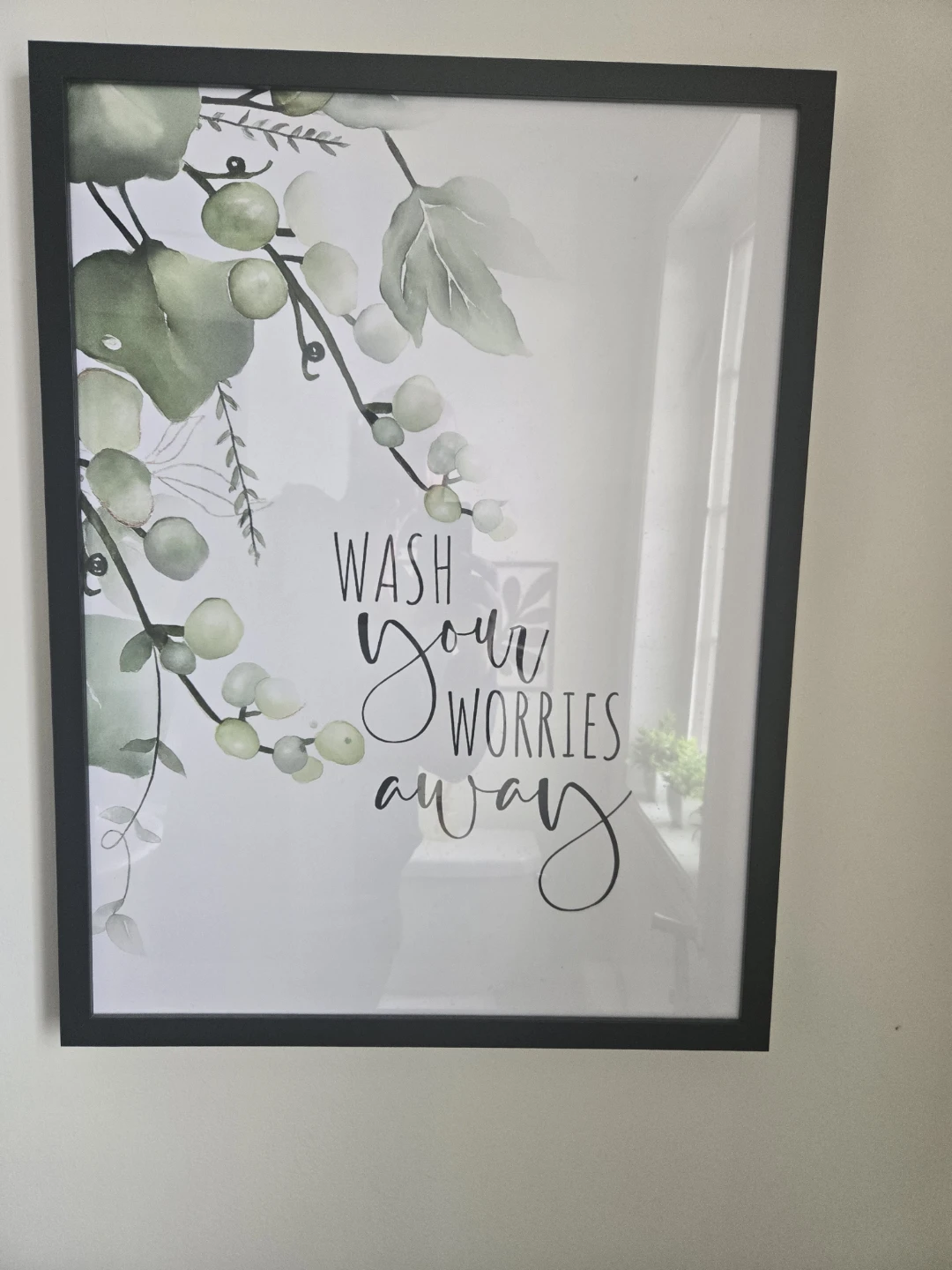 Framed "Wash Your Worries Away" Wall Art (50cm x 70cm)