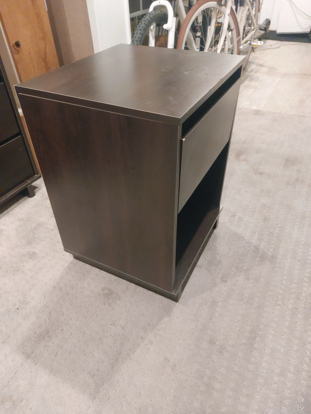 Dark Brown Nightstand with Drawer - photo 3