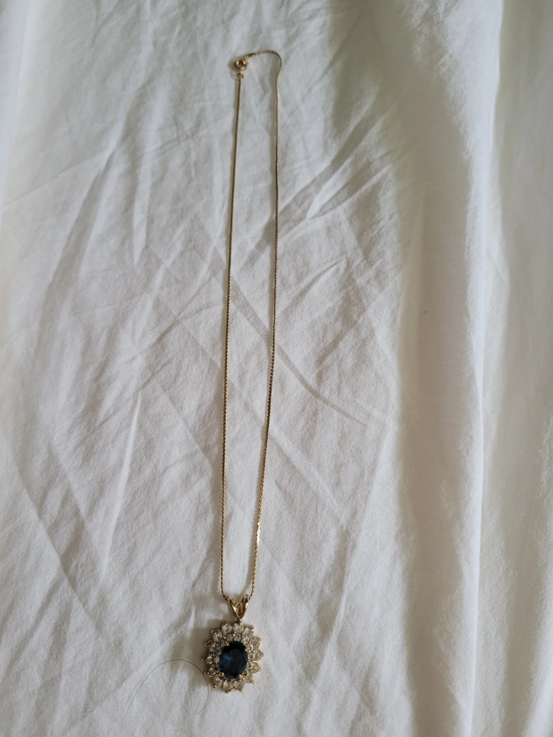 Gold Necklace with Blue Stone Pendant - photo 4