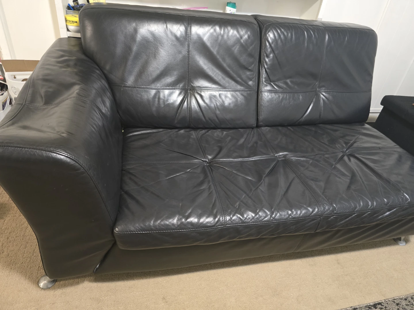 Black Leather Loveseat - photo 3