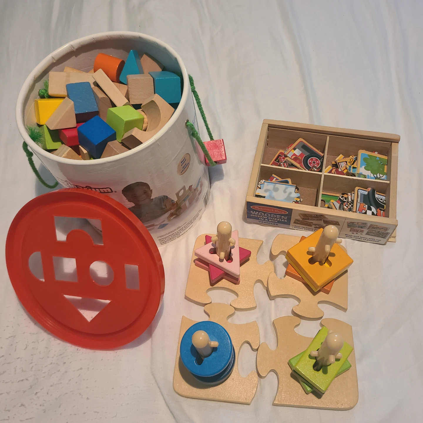 Wooden Puzzles & Building Blocks Set