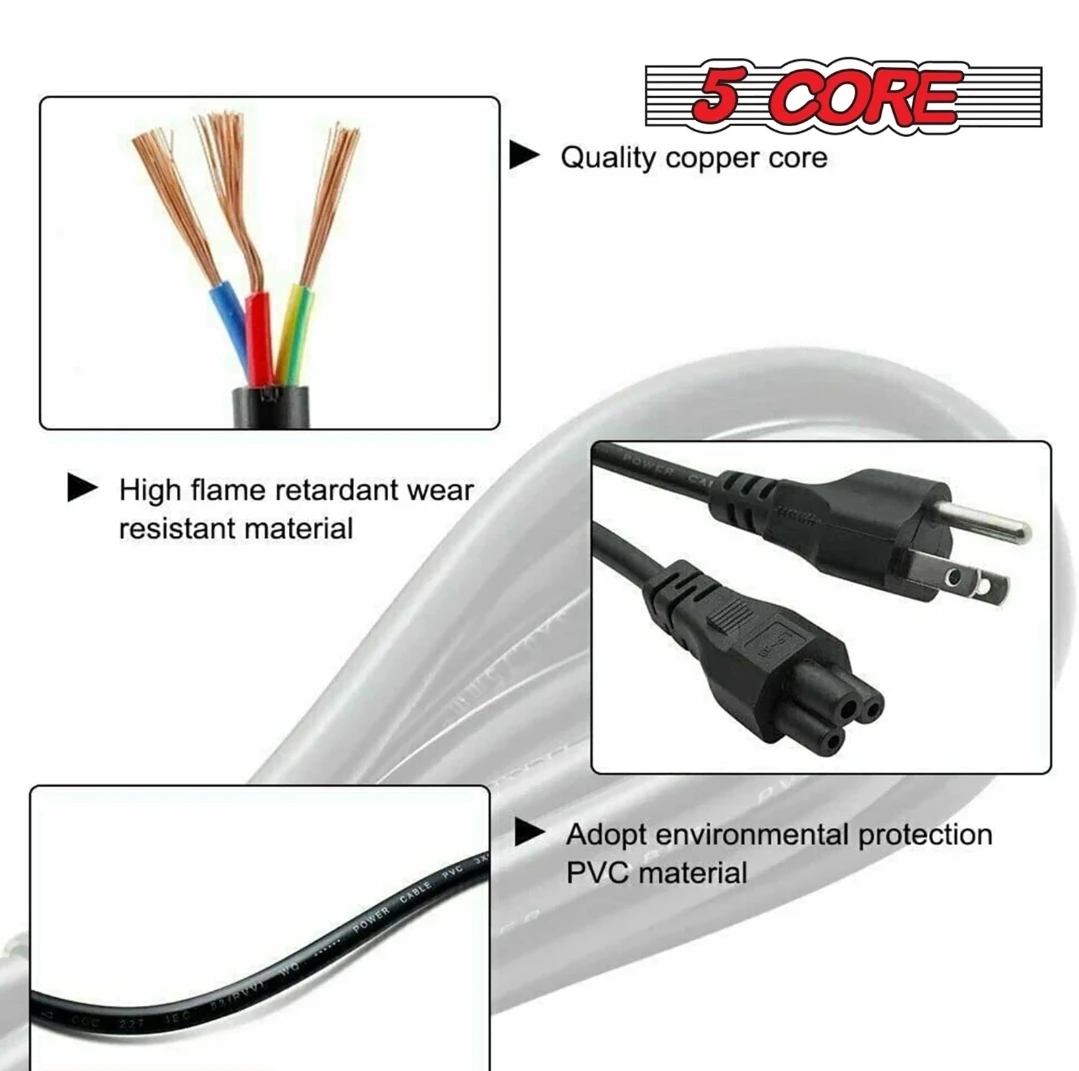 5Core AC Power Cord 6Ft-3 Prong Adapter US Male-Female - photo 4