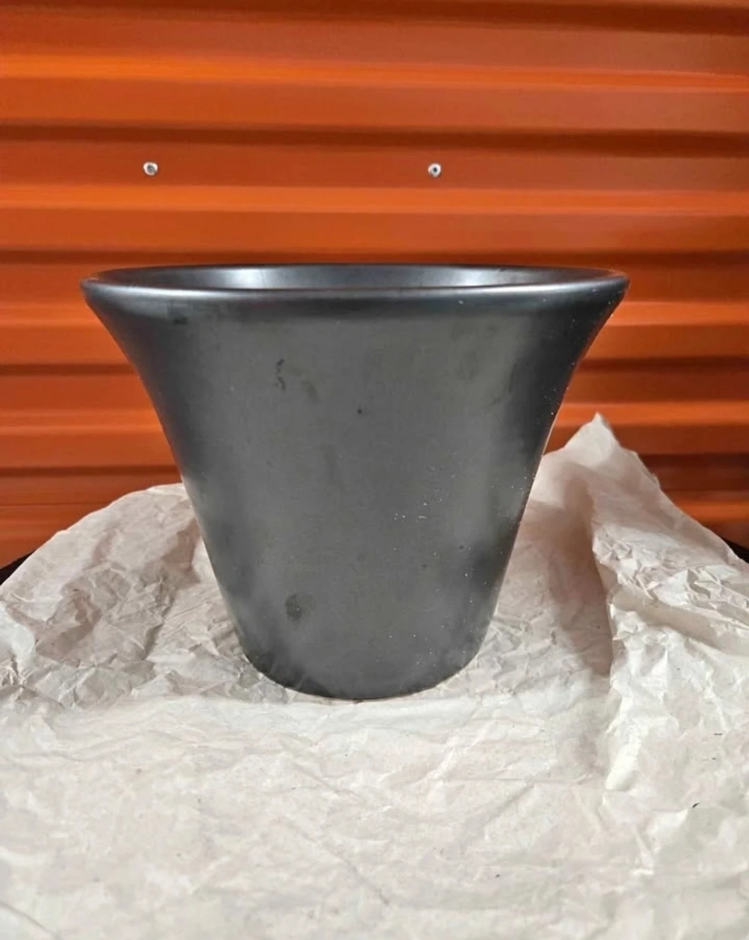 Sleek Matte Black Flared Ceramic Planter / Funnel Vase