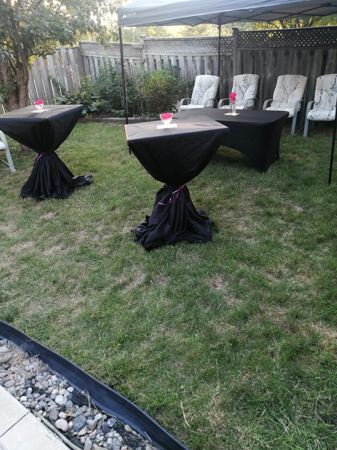 Rent Black High-Top Cocktail Tables with Skirts - photo 2