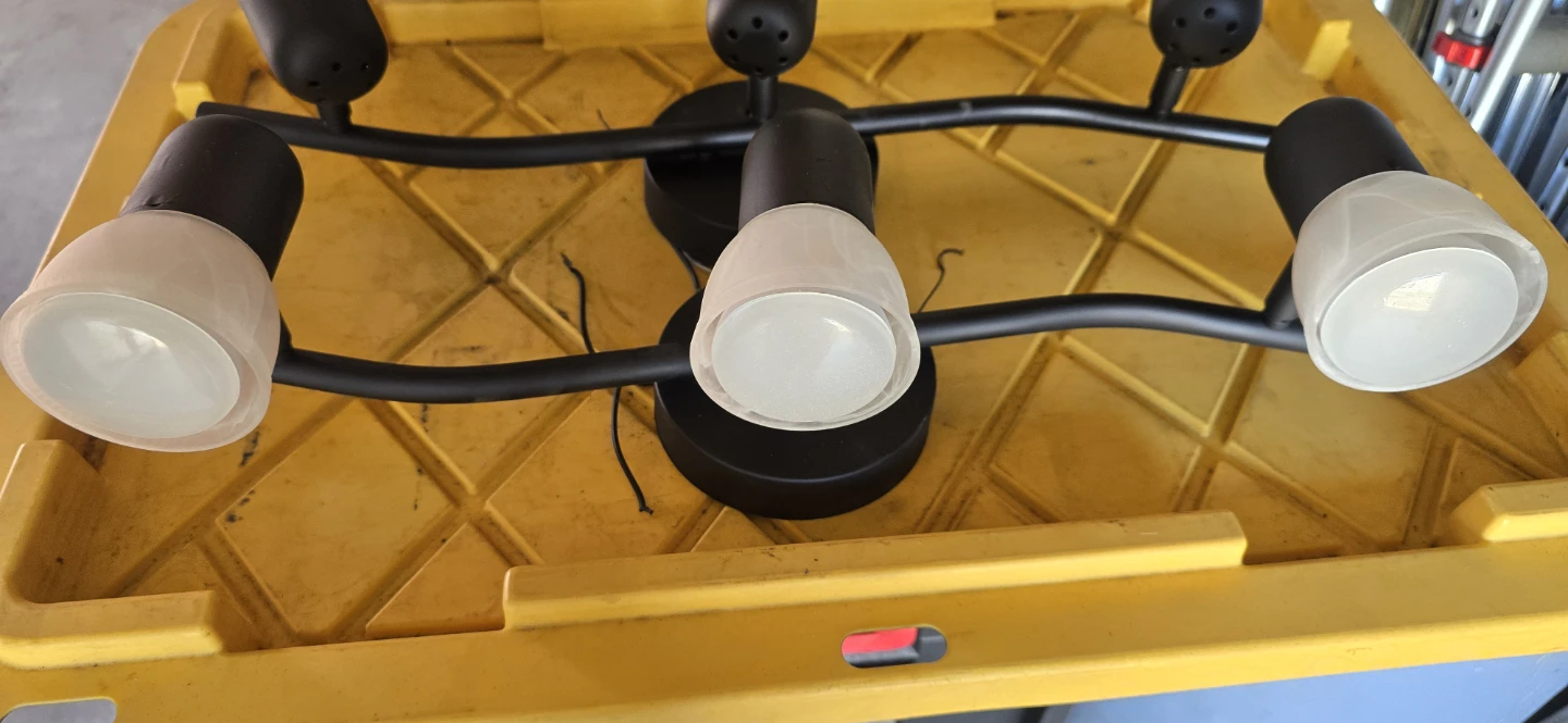Black Track Lighting Fixture with Frosted Glass Shades - photo 3