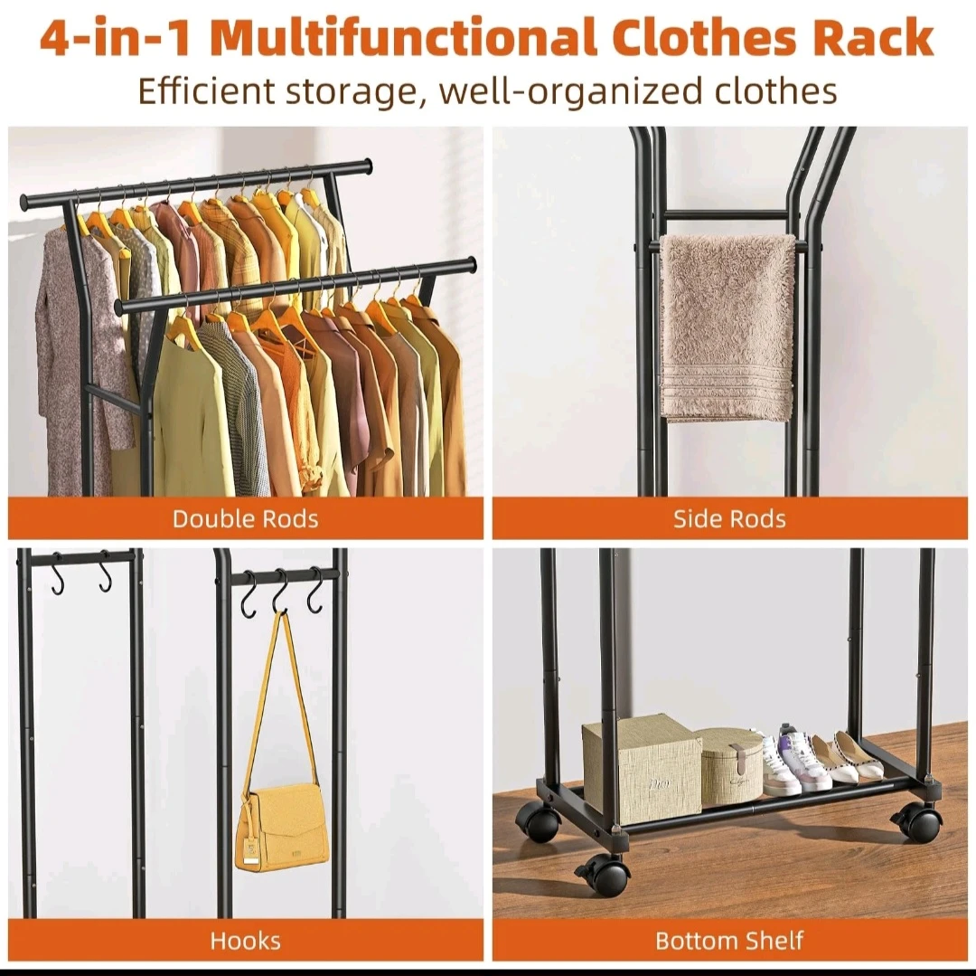 4-in-1 Multifunctional Clothes Rack with Bottom Shelf - photo 3