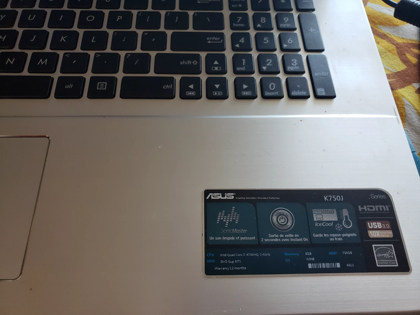 ASUS K750j Series Laptop