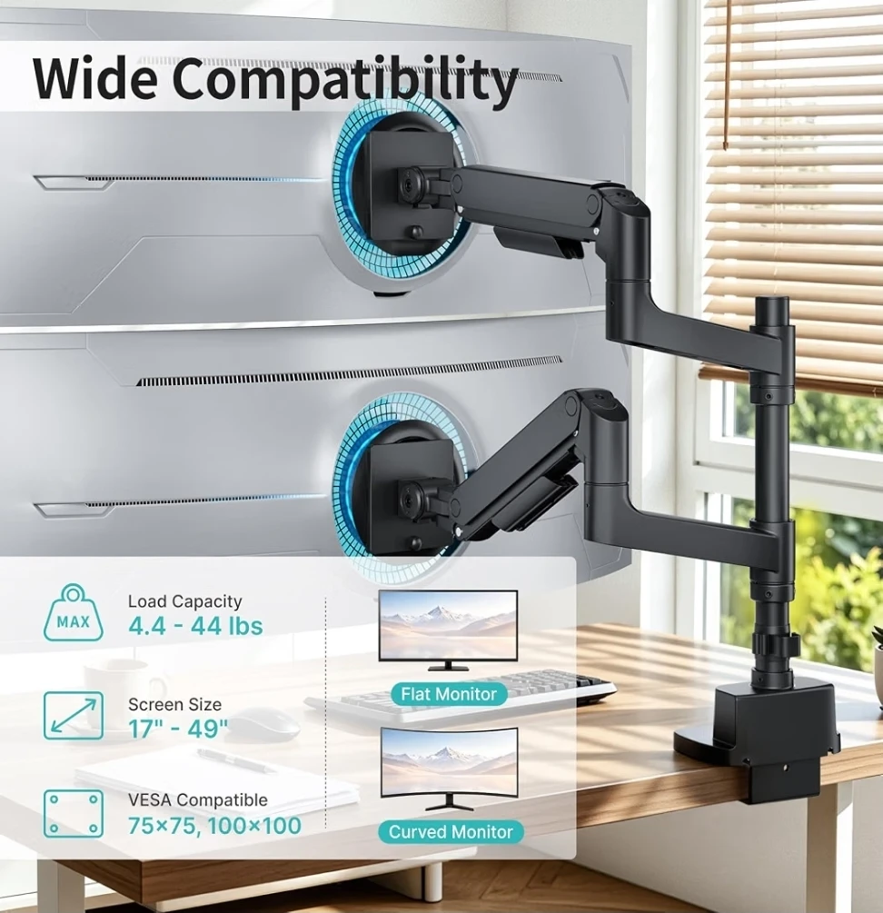 Dual Monitor Desk Mount Stand with USB - photo 2