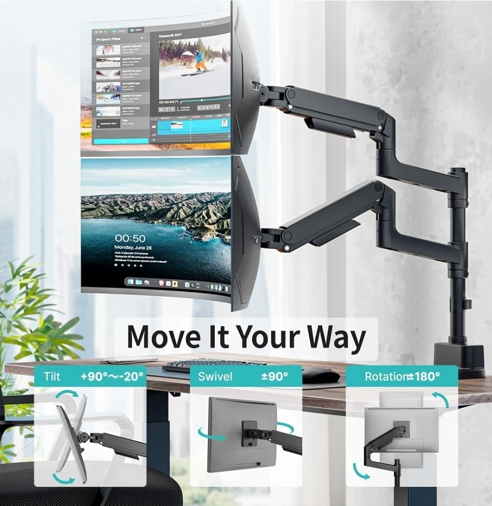 Dual Monitor Desk Mount Stand with USB - photo 4