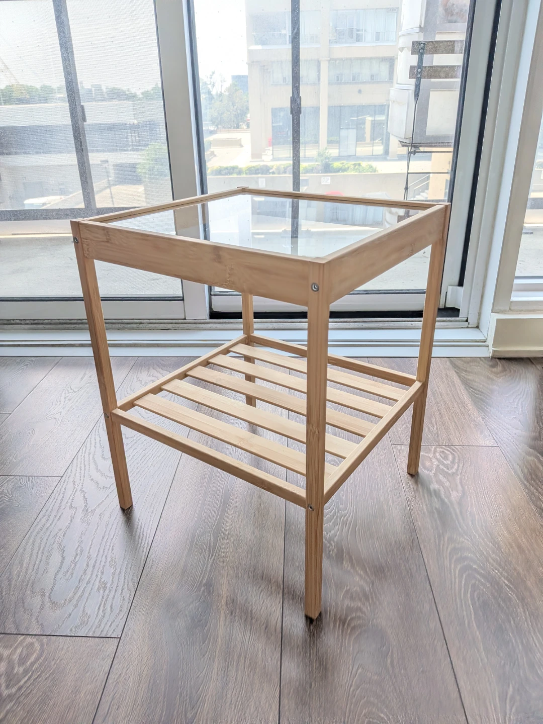 IKEA Bamboo and Glass Side Table