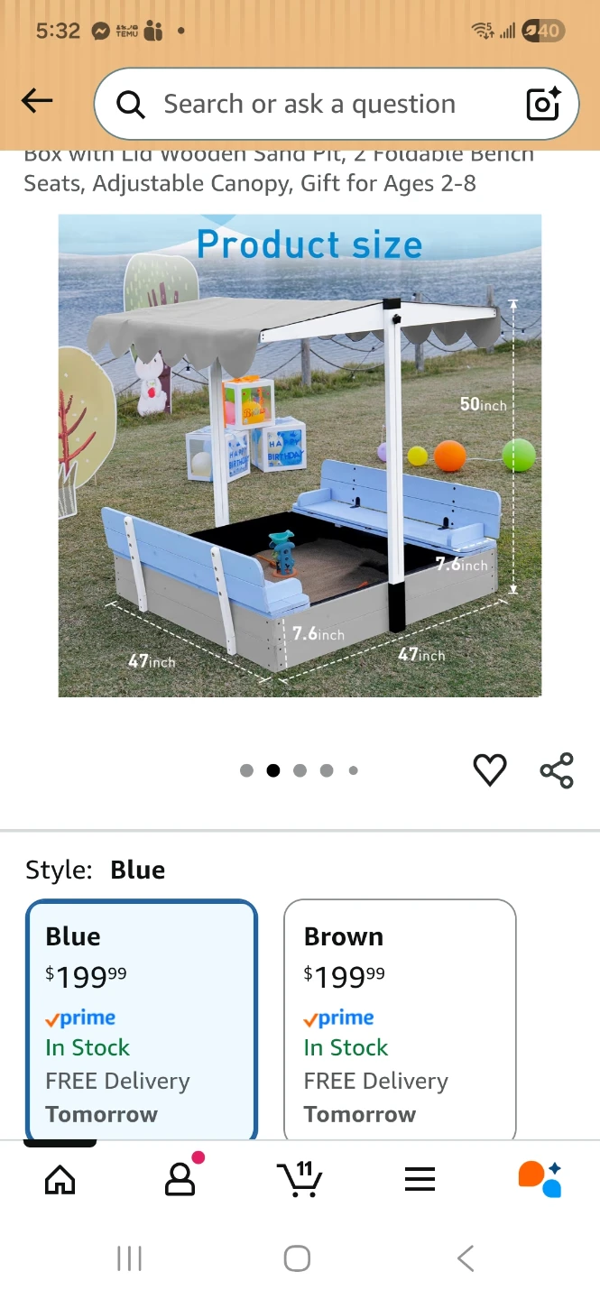 FunXplore Kids Wooden Sandbox with Lid and Canopy