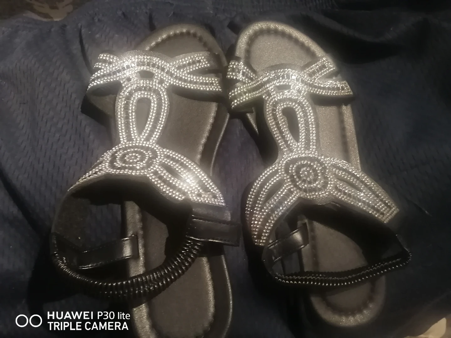 Women's Black Embellished Sandals