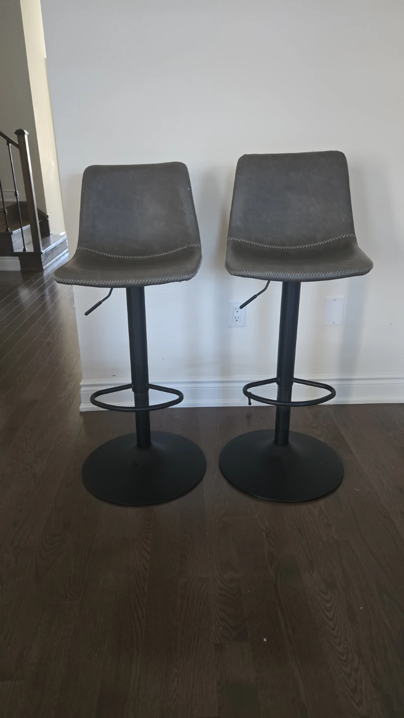 Set of 2 Grey Adjustable Swivel Bar Stools