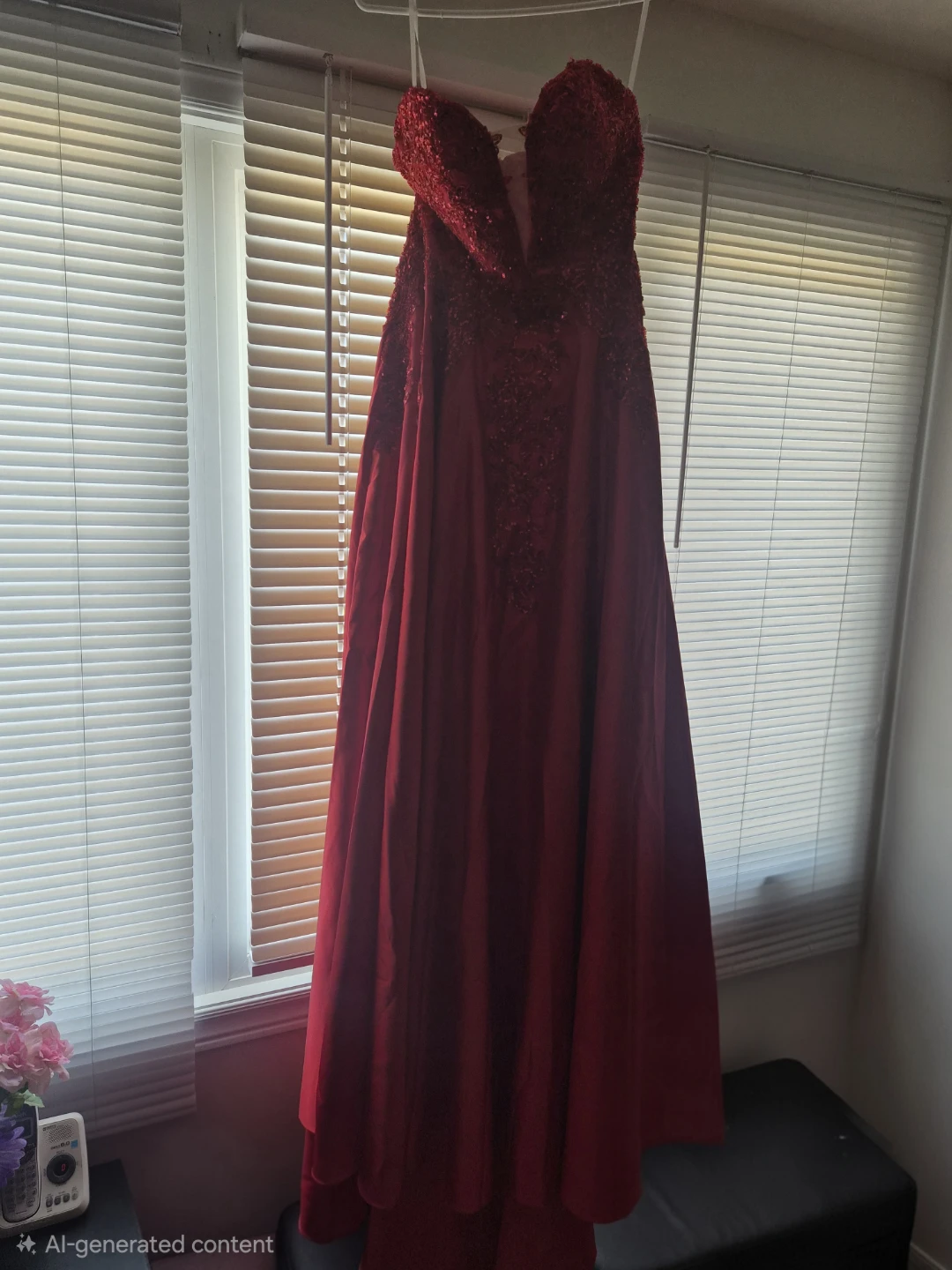 Red Beaded Prom Dress - photo 2