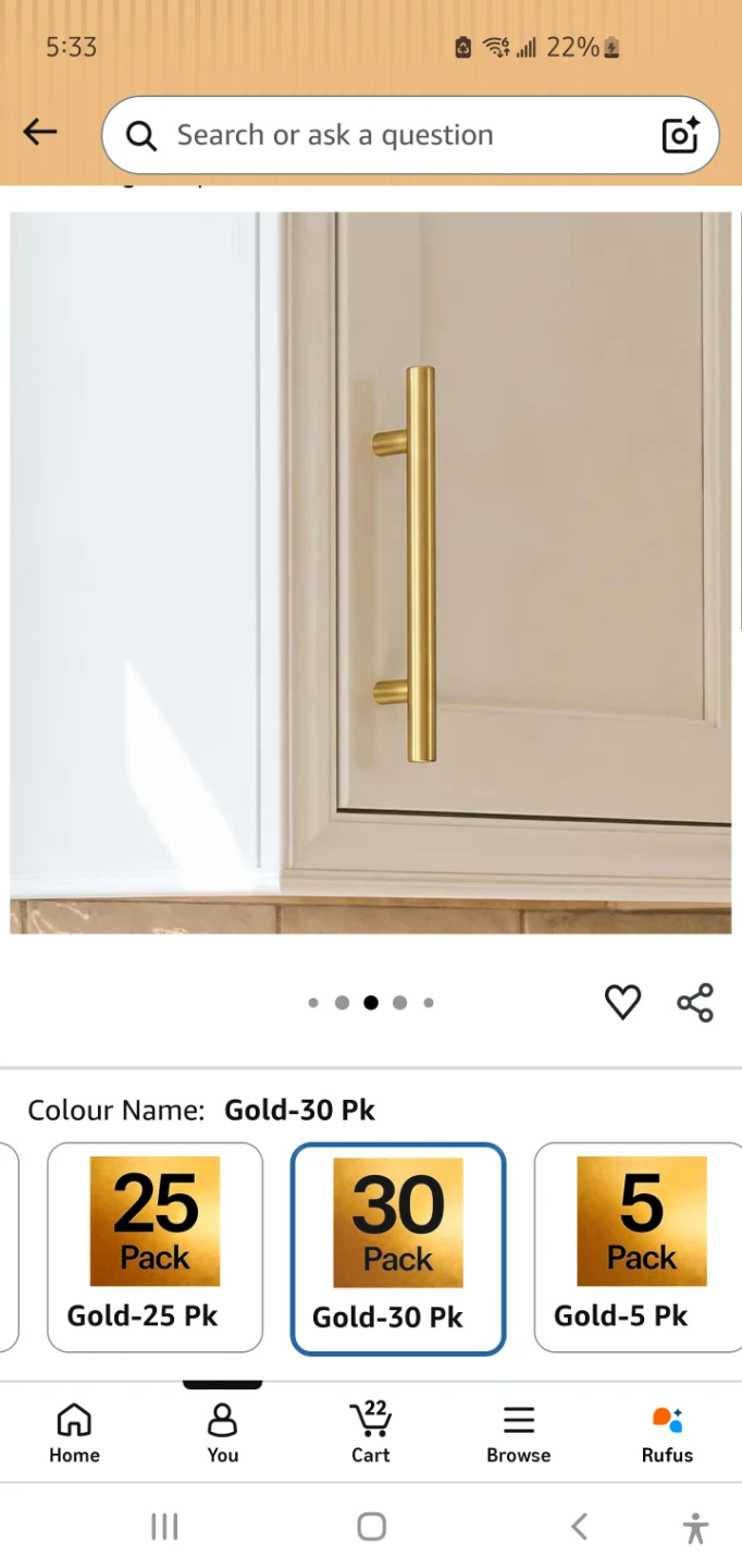Gold Cabinet Handles - 30 Pack - photo 3