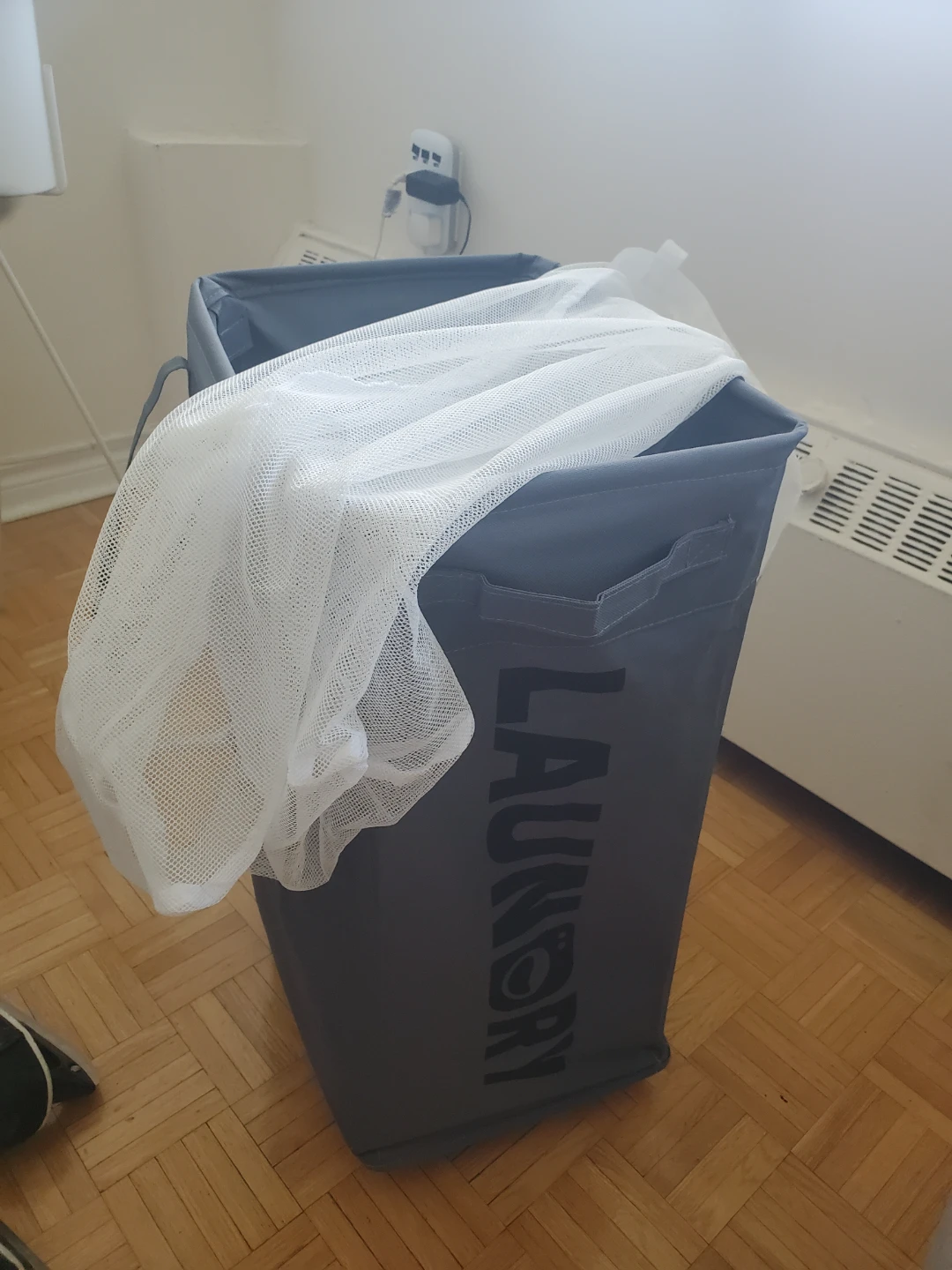 Grey Laundry Hamper with Wheels - photo 4