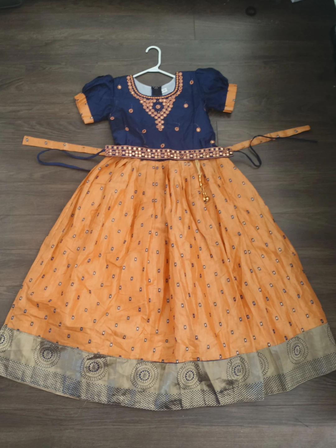 Kids Orange and Blue Traditional Dress