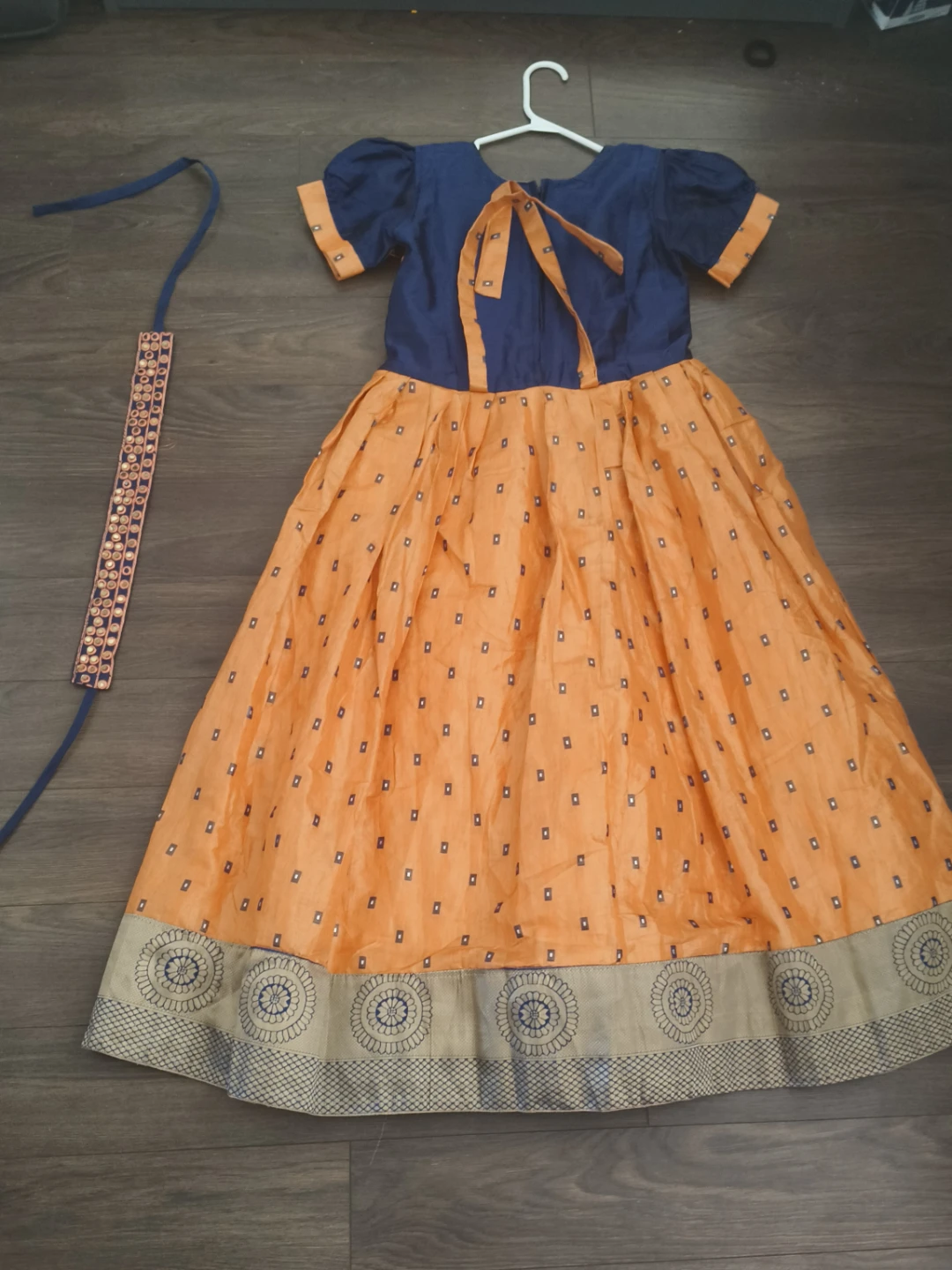Kids Orange and Blue Traditional Dress - photo 2
