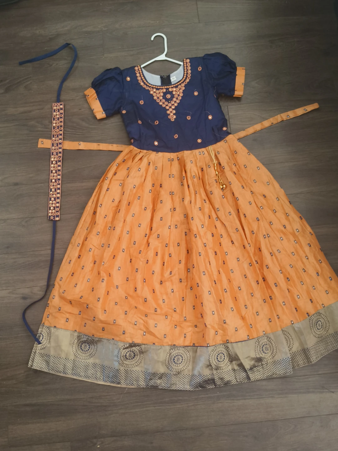 Kids Orange and Blue Traditional Dress - photo 3