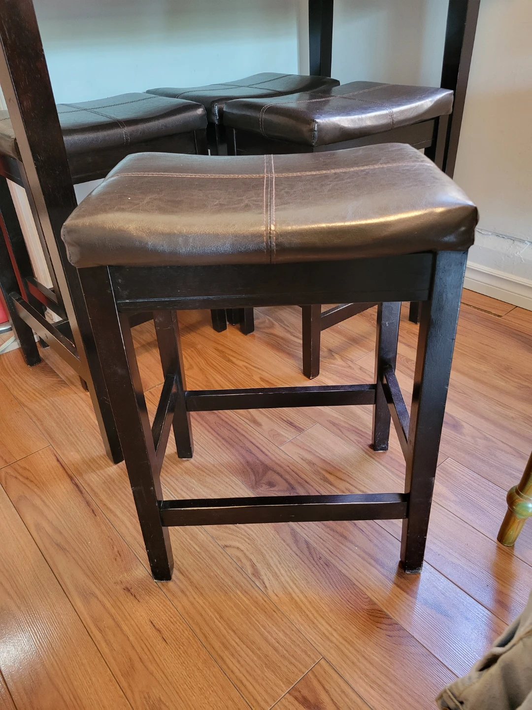 Dark Wood Counter Height Table with Stools - photo 3