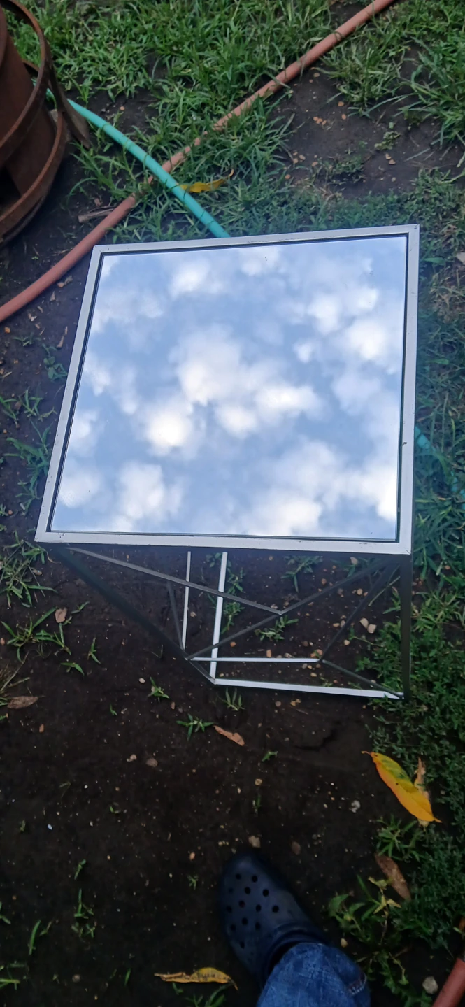 Modern Metal and Mirrored Accent Table