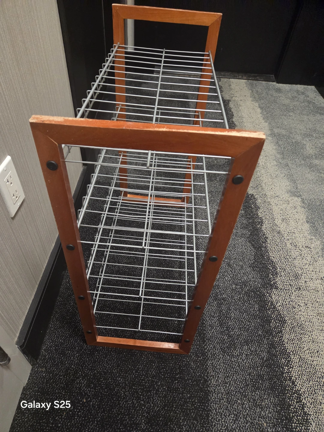 Wooden Frame 3-Tier Wire Shoe Rack - photo 2
