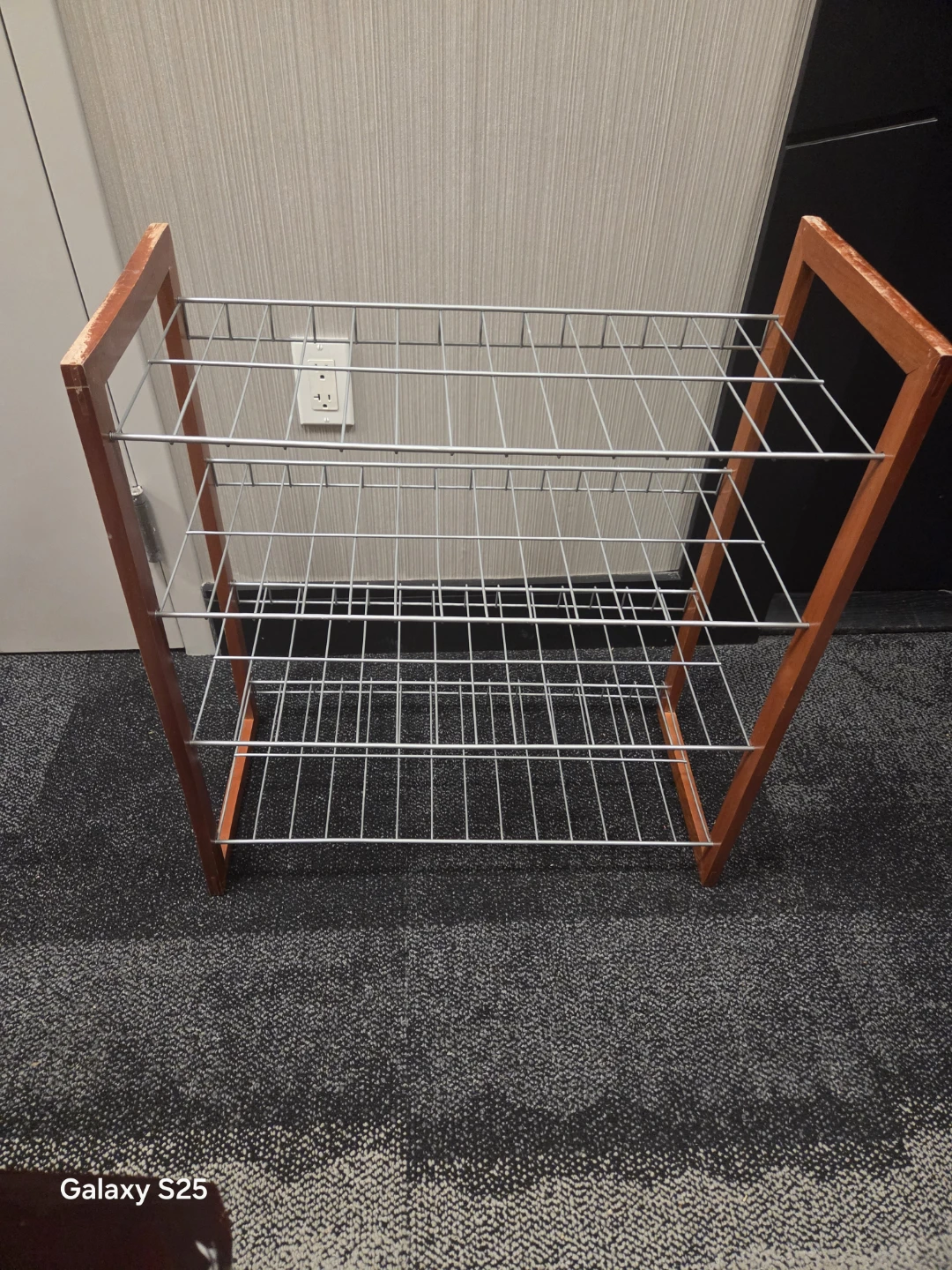 Wooden Frame 3-Tier Wire Shoe Rack - photo 3