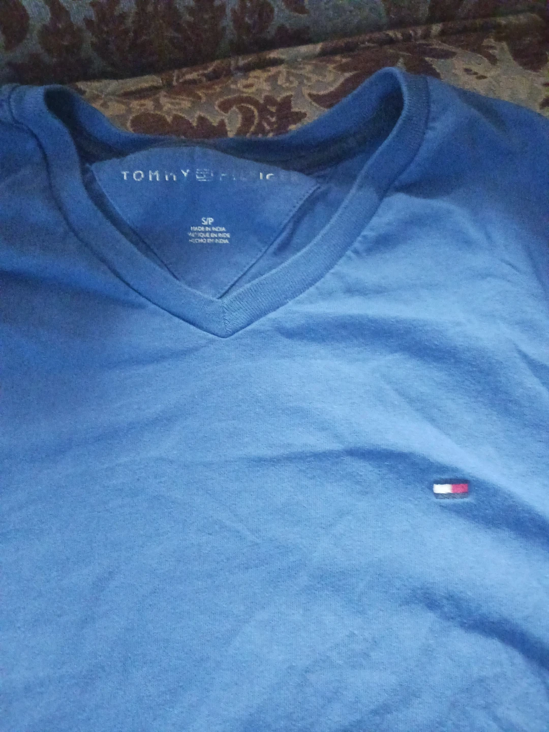 Tommy Hilfiger V-Neck T-Shirt - Blue - Size S/P