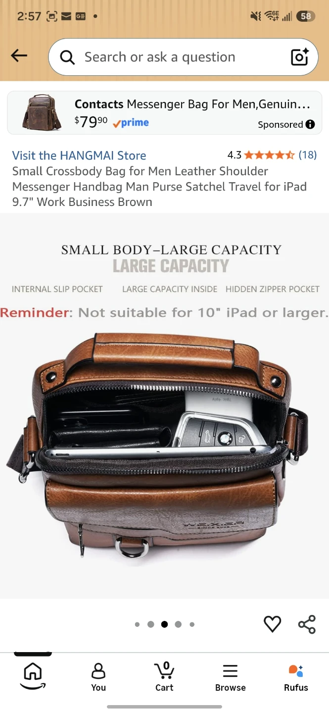 Weixier mens crossbody bag - brown - photo 5