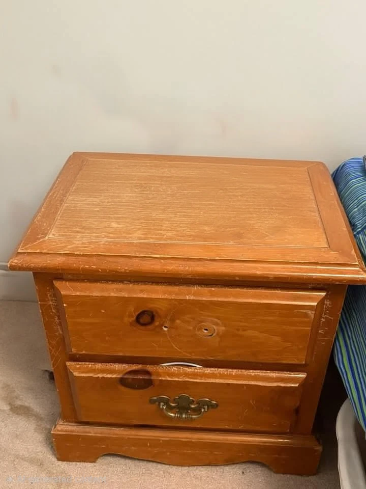 Wooden Nightstand with Two Drawers