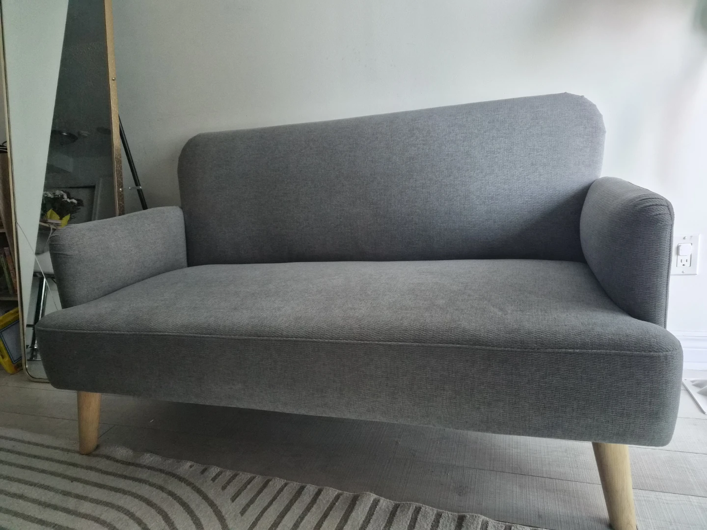 Grey Fabric Loveseat